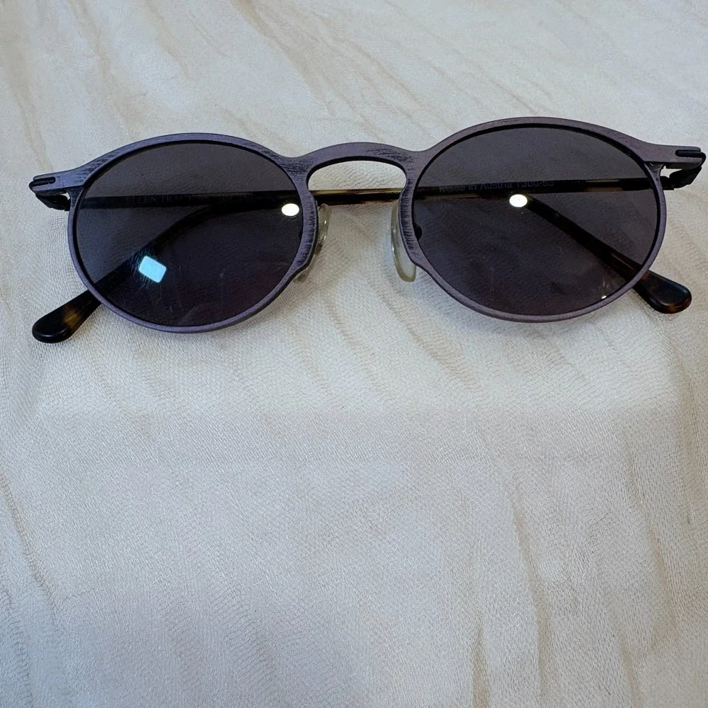 Vintage Ellen Tracy Lavender/Metal‎ Distressed Tinted Oval Sunglasses NEW